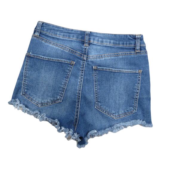 Charlotte Russe Refuge High Rise Ripped Cut Off Denim Jean Shorts Size 4 26" - Picture 2 of 5